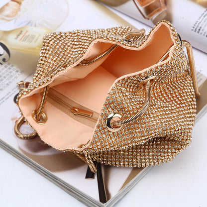 Dames Avondtas Goudkleurig met Glitter en Kristallen