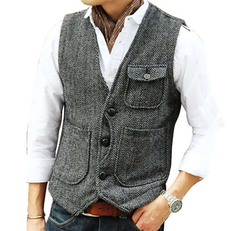 Heren Gilet Kasjmier Look Elegant Enkele Sluiting Comfortabel