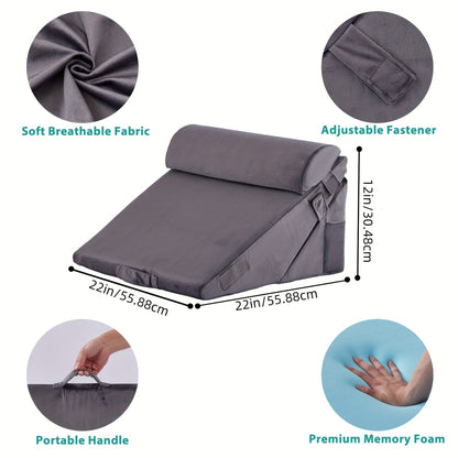 Verstelbaar Wigkussen voor Bed – Premium Memory Foam Ondersteuning Rug Benen Knieën Herstel