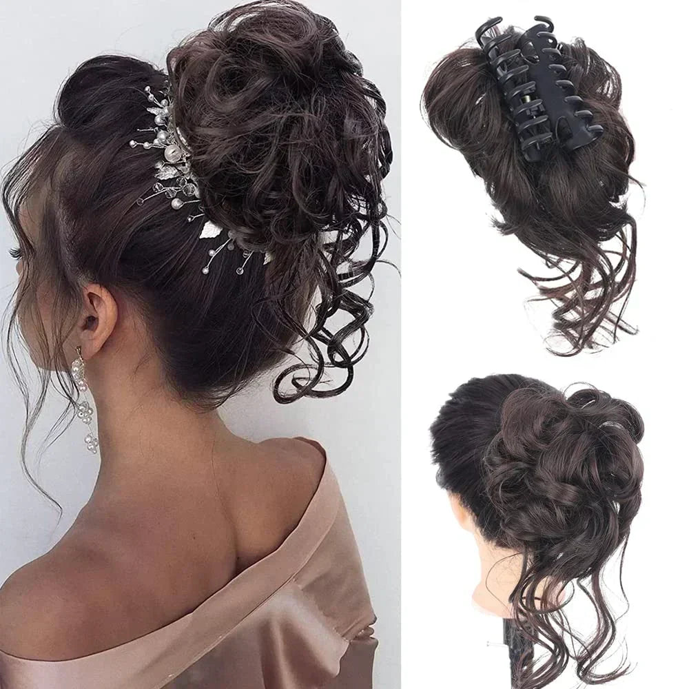 Haarknot met Krullen – Synthetisch Haar – Clip-On Knot – Volumineus – Verschillende Kleuren