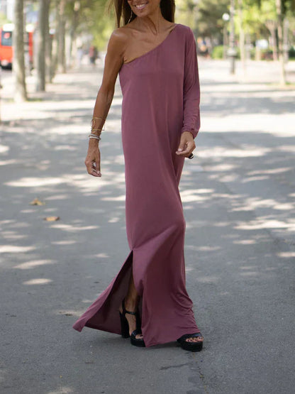 Vrouwelijke Maxi Jurk Off-shoulder Zomerjurk Soepel Vallen