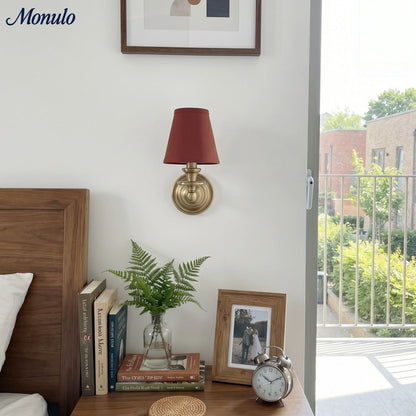 Wandlamp met stoffen kap en zwanenhalsarm – smeedijzeren armatuur met verstelbare leeslamp