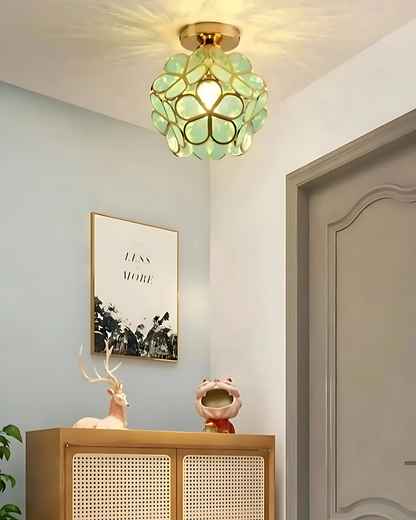 Moderne plafondlamp met bloemdesign in acryl en goudkleurig ijzer – luxe LED designlamp 20 cm