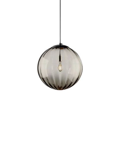 Glazen Hanglamp Bol met Structuur Grijs Bruin Rood Groen Amber Eetkamer Woonkamer