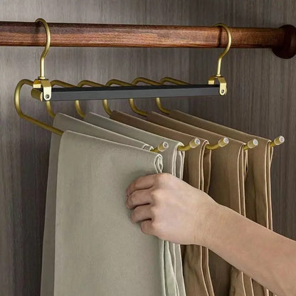 Broekhanger aluminium 6 broeken goud ruimtebesparend kledinghanger kast organizer draaibare hanger anti slip broekhouder