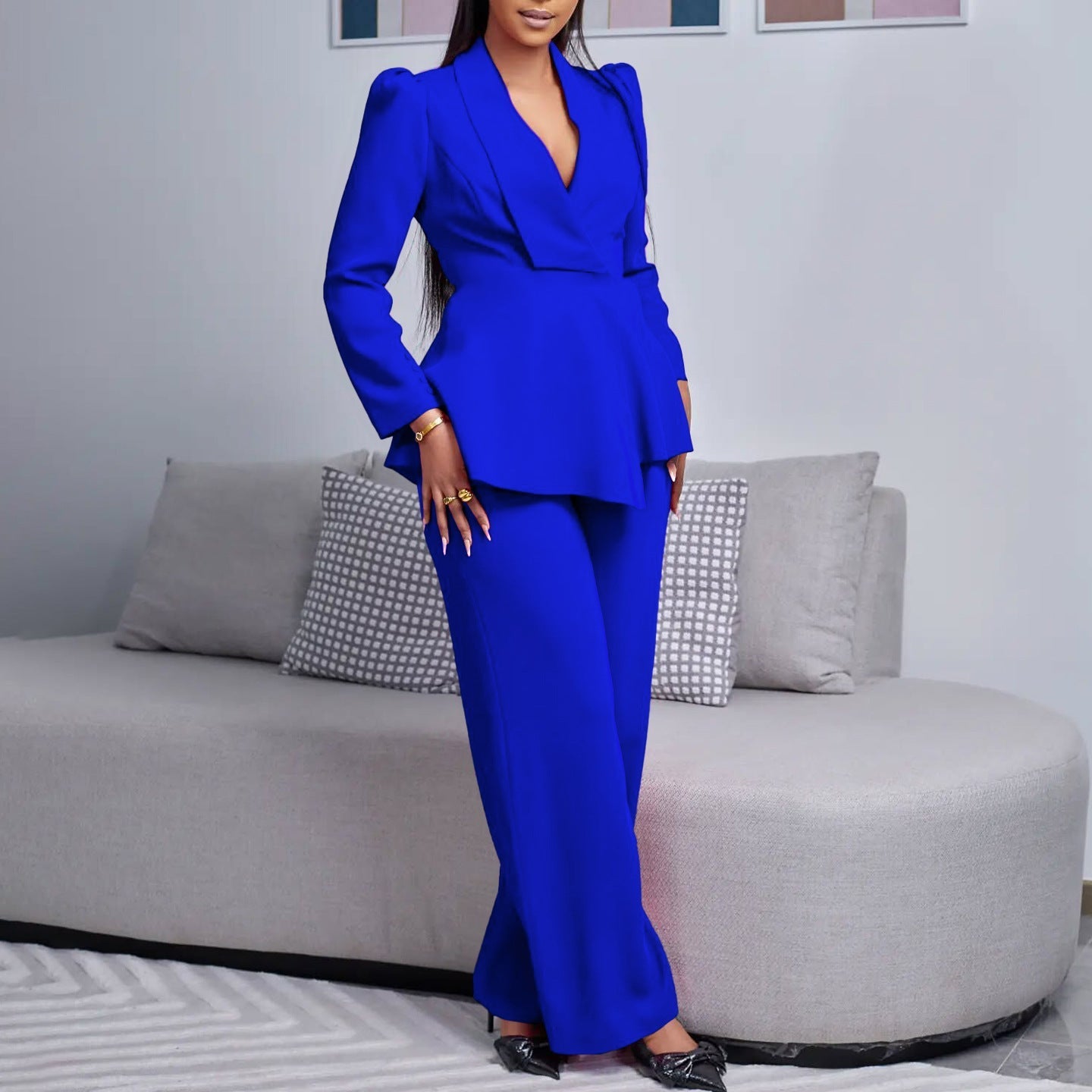 Dames Blazer Set Tweedelig Zakelijke Pantalon Suit