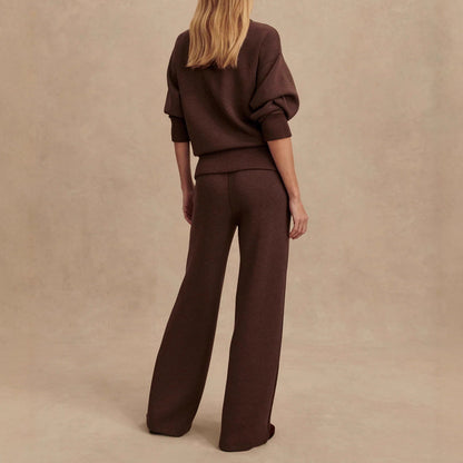 Dames Gebreide Set: Trui en Broek Warm Comfortabel