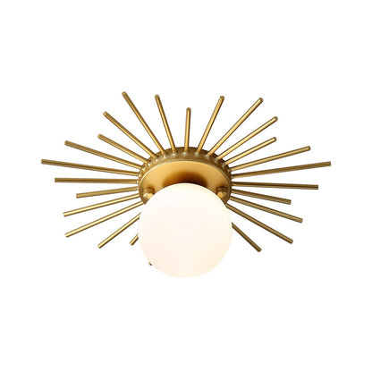 Glazen Plafondlamp Bol Matglas Minimalistisch Goud 25 cm 1 Lichtpunt Scandinavisch Design