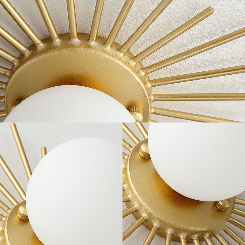Glazen Plafondlamp Bol Matglas Minimalistisch Goud 25 cm 1 Lichtpunt Scandinavisch Design
