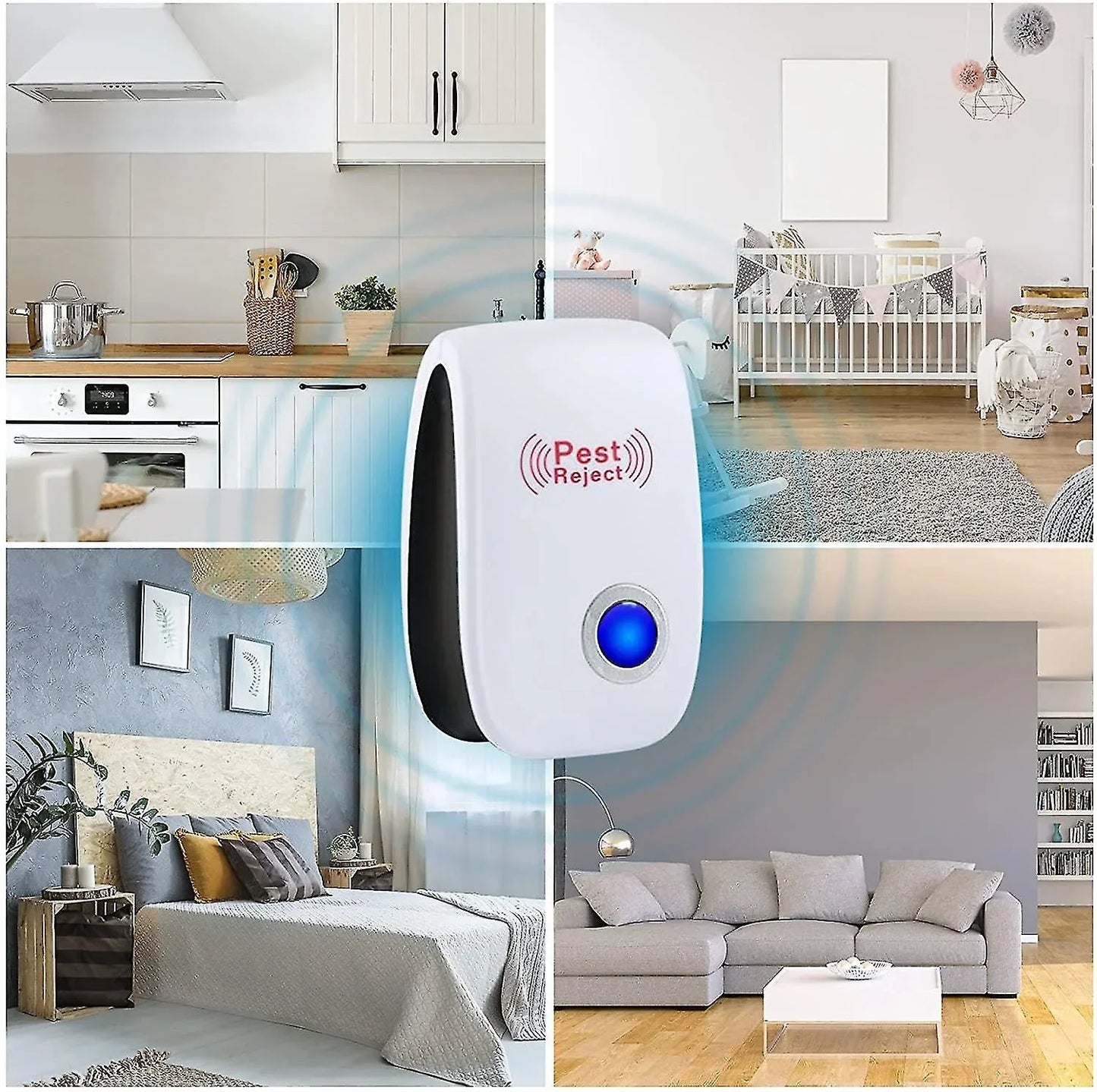Ultrasone Insectenbestrijder | Plug-in Ongediertebestrijding voor Muizen, Knaagdieren en Insecten | Gifvrij & Huisdiervriendelijk | 40 m² Bereik