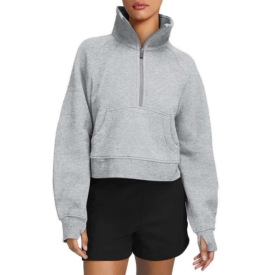 Dames Sweatshirt Zacht Sportief met Halve Rits