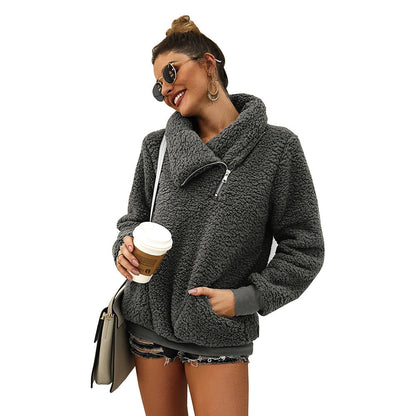 Dames Trui Teddy Warm met Rits en Kraag
