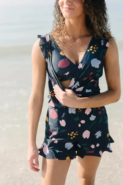 Dames Tankini Set Zomerse Ruches V-Hals Badpak