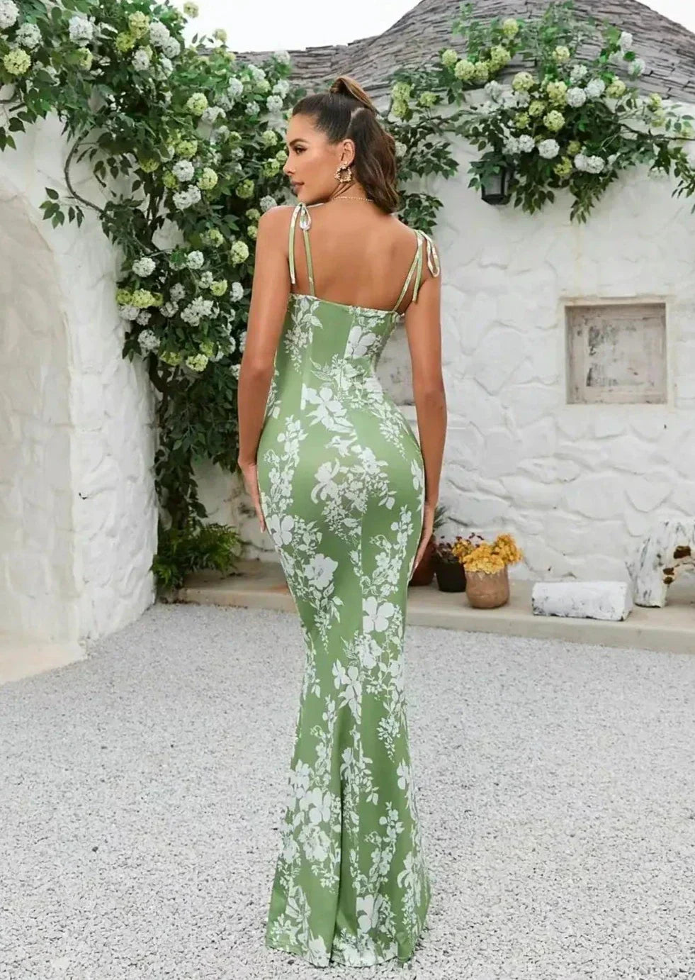 Maxikleed Bloemenprint voor Vrouw met Strikdetails Zomer
