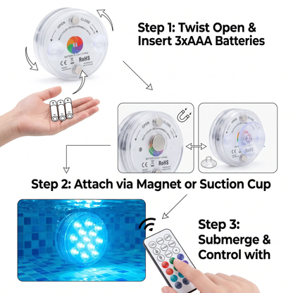 Waterdichte LED Lamp op Afstandsbediening met Magnetische Zuignap – Onderwater Sfeerverlichting voor Zwembad Aquarium Vijver