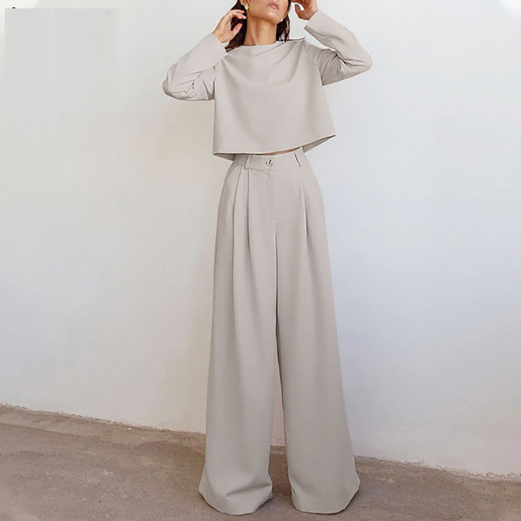 Dames Co-ord Set Lange Mouw Top en Wijde Broek