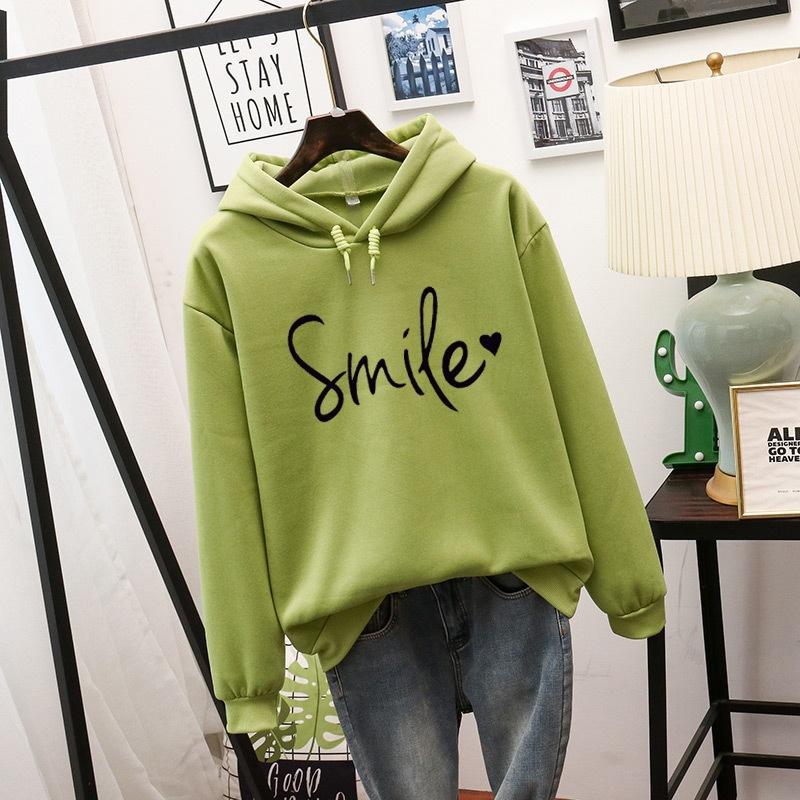 Dames Hoodie Vrolijke Smile Print Zacht Katoen