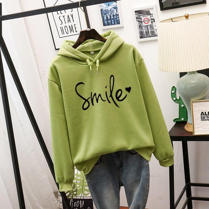 Dames Hoodie Vrolijke Smile Print Zacht Katoen