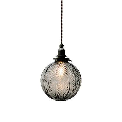 Glazen Hanglamp met Veerdesign – Rookgrijs of Transparant Glas – E14 Fitting – Koloniale Stijl