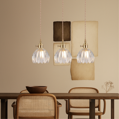 Japanse glazen hanglamp E27 glas transparant eetkamer bar verlichting minimalistisch design ribbelglas keuken hanglamp
