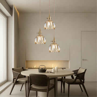 Japanse glazen hanglamp E27 glas transparant eetkamer bar verlichting minimalistisch design ribbelglas keuken hanglamp