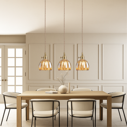 Japanse glazen hanglamp E27 glas transparant eetkamer bar verlichting minimalistisch design ribbelglas keuken hanglamp
