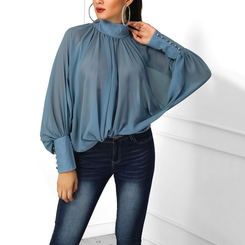 Vrouwelijke Blouse Zomerse Wijdemouwen Stijl