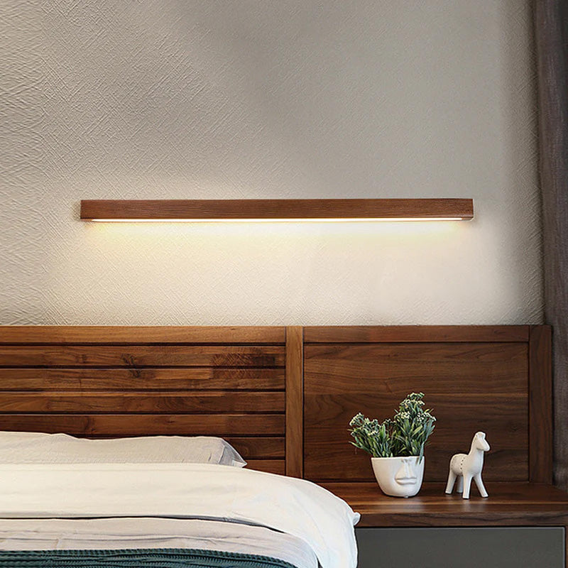 LED Wandlamp Hout Lineair Warm Wit Badkamer Slaapkamer Wandverlichting Modern Minimalistisch Lichtbalk