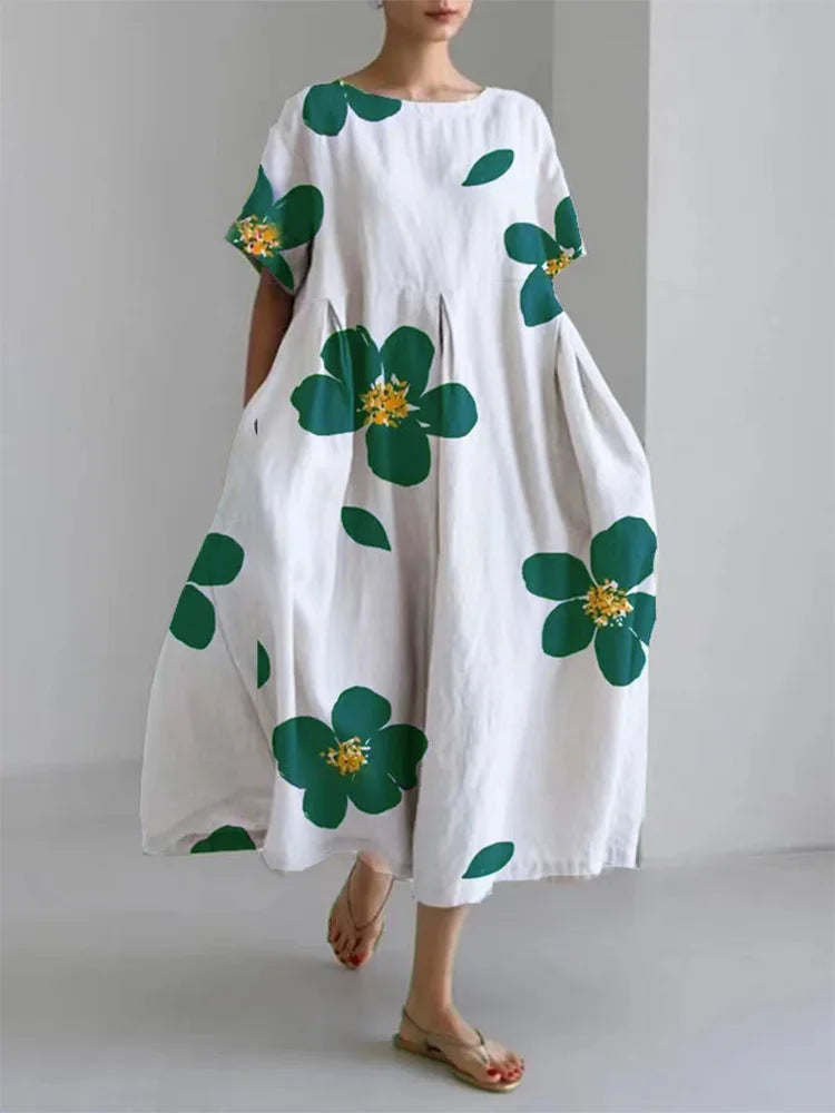 Lente Jurk voor Dames Rond Hals V-Neck Bloemenjurk Zomer - StudioMarella