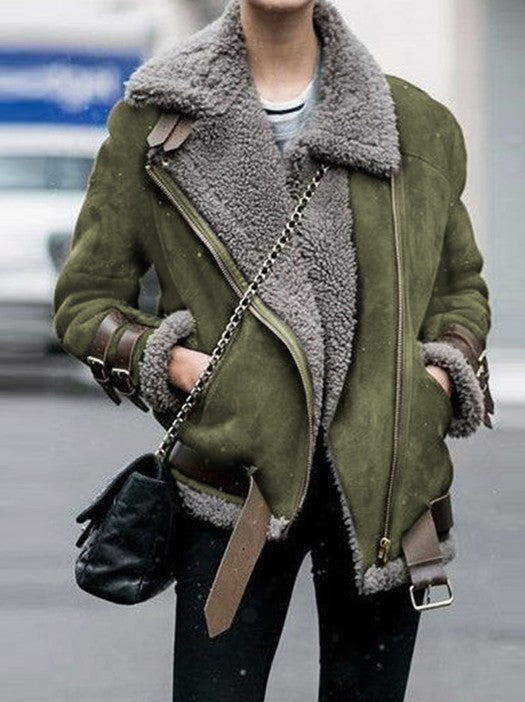 Dames Aviator Jas Bontgevoerd Warm Shearling