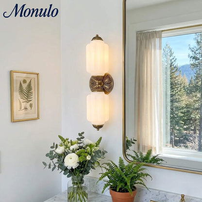 Eloise Vintage Scalloped Milk Glass Wall Sconce - Modern Accent Lighting for Bathroom and Bedroom