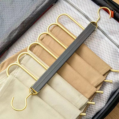 Broekhanger aluminium 6 broeken goud ruimtebesparend kledinghanger kast organizer draaibare hanger anti slip broekhouder