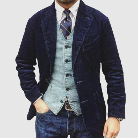 Heren Blazer Slim Fit Donkere Kleur Met Knoopsluiting - StudioMarella