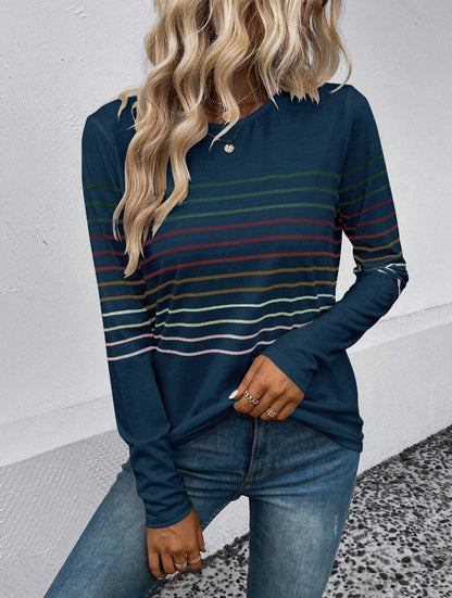 Dames T-shirt Lange Mouwen Streepjes Stijlvol Basic