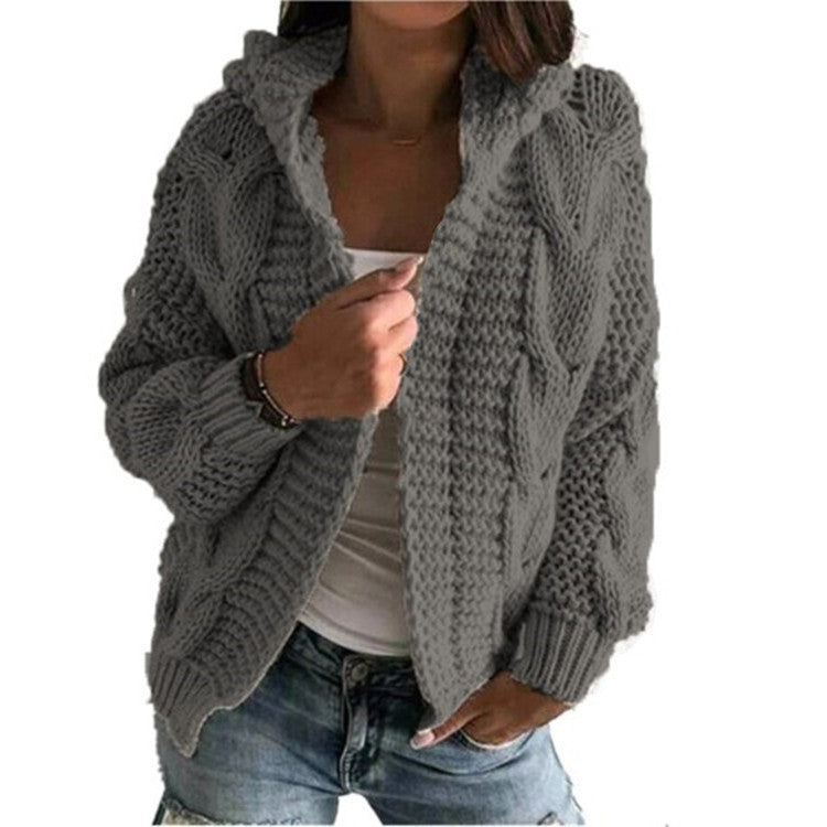 Dames Vest Capuchon Gebreid Kabeltrui Warm