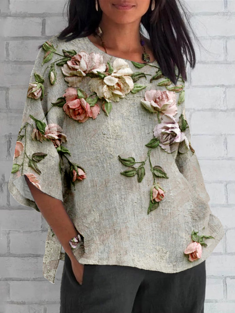 Vrouwelijke Bloemen Jurk Met Batwing Mouwen - StudioMarella