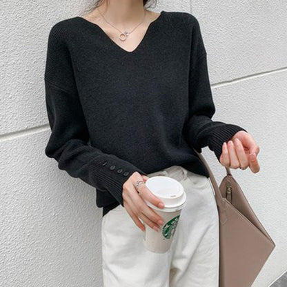 Dames Trui Oversized met V-Hals en Knoopjes Comfortabel