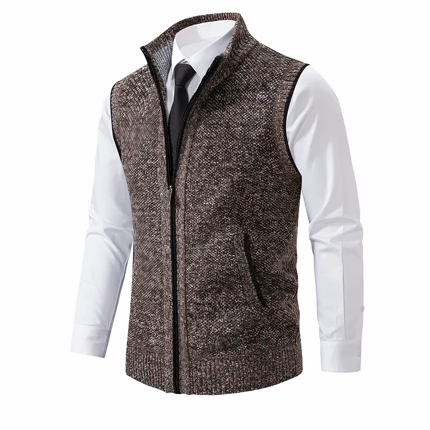 Heren Gilet Gebreid met Zakken en Rits - StudioMarella