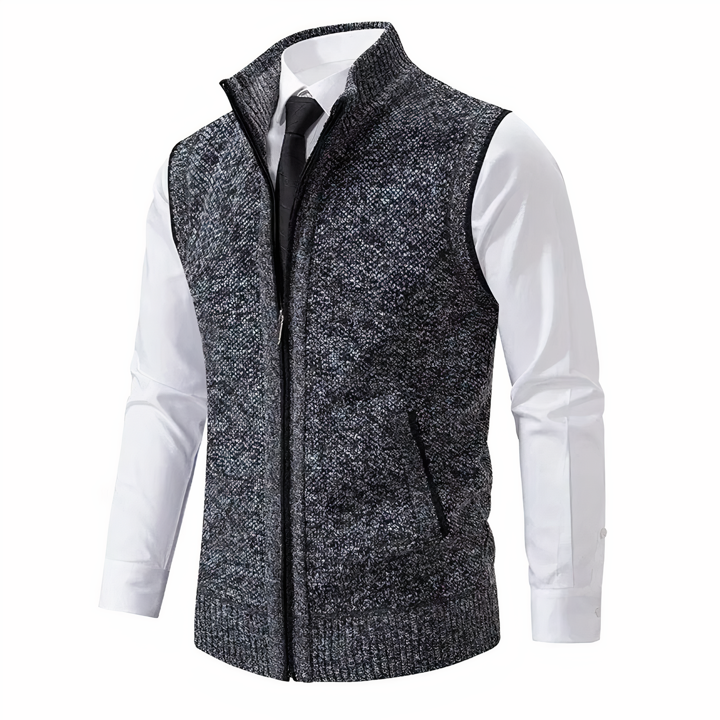 Heren Gilet Gebreid met Zakken en Rits