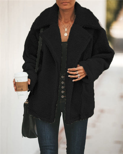 Dames Teddyjas Zwart Wollen Ritsjas Trendy