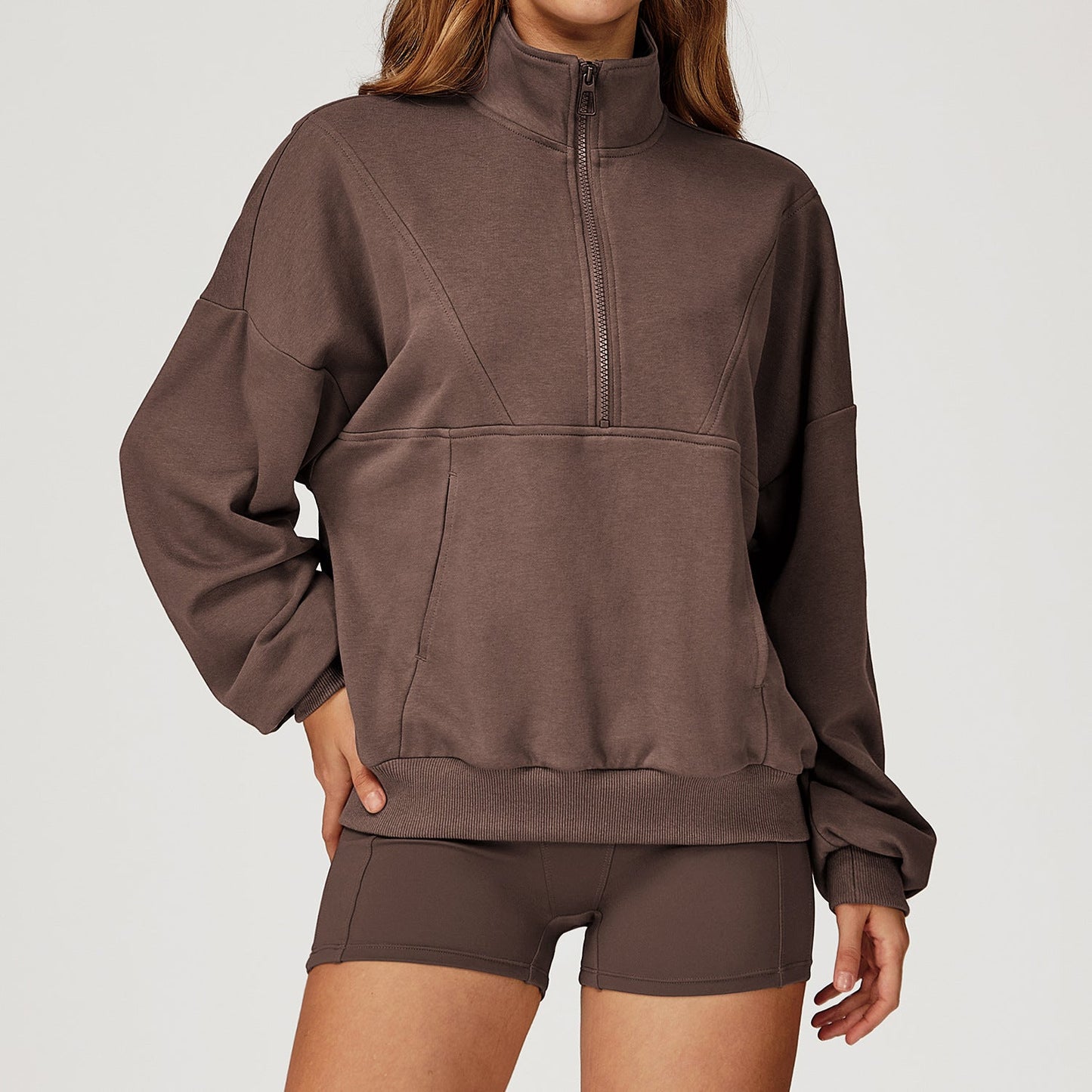 Dames Sweatshirt Sportief Met Halve Rits Comfortabel