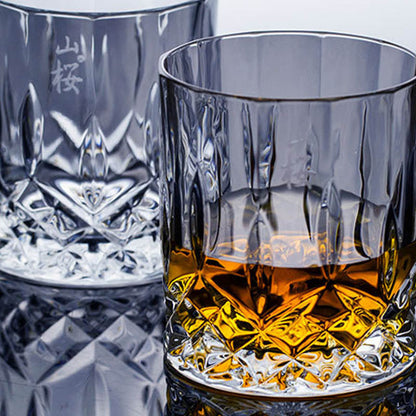 Japans Whiskyglas met Kersenbloesem Reliëf 320ml Hittebestendig Glas voor Whisky Cocktails Cognac Premium Drinkglas Traditioneel Handwerk Stijlvol Cadeau