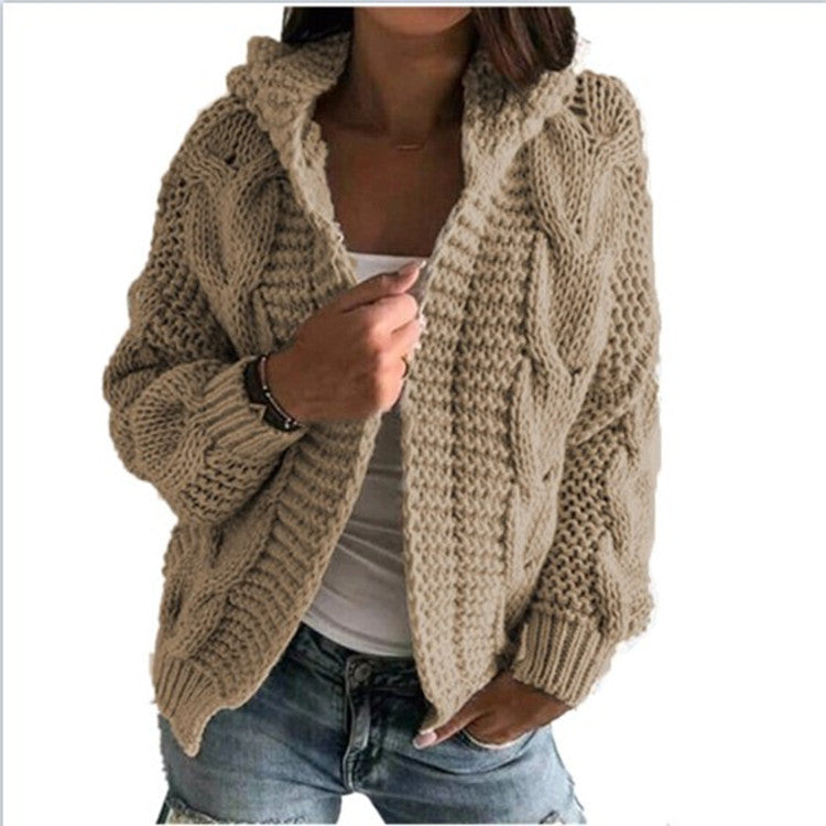 Dames Vest Capuchon Gebreid Kabeltrui Warm