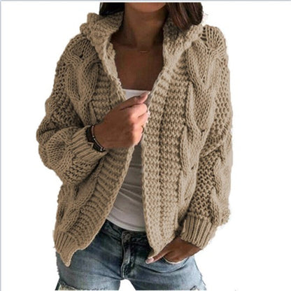 Dames Vest Capuchon Gebreid Kabeltrui Warm