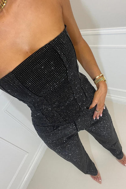 Strapless Jumpsuit Denim Stof Elegante Zomerjurk