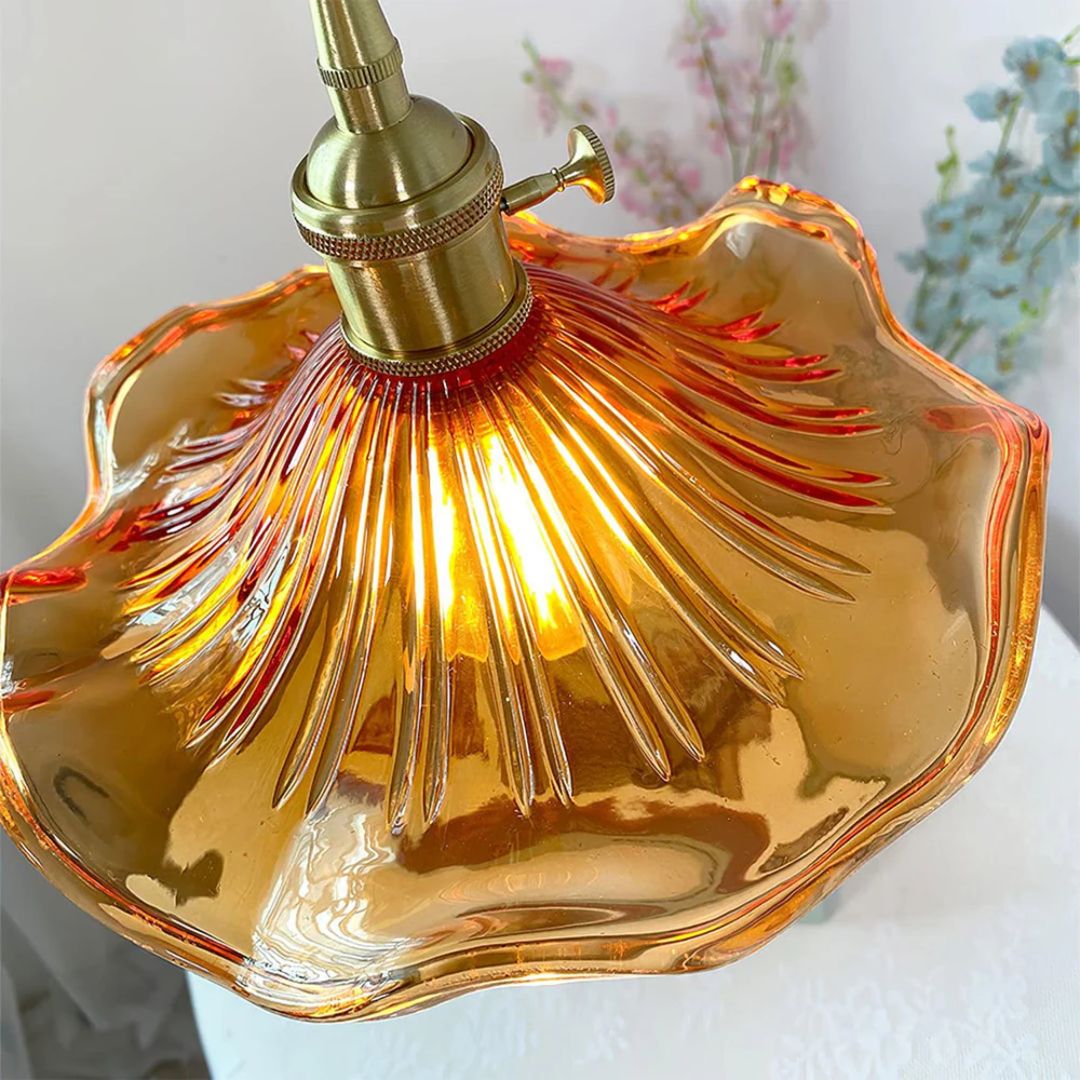 Hanglamp Glas E27 23cm Groen Messing Bloemvorm Eettafel Slaapkamer Retro Verlichting Vintage Hanglamp