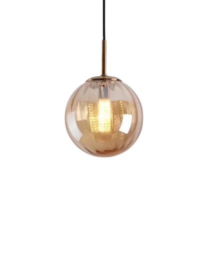 Glazen Hanglamp Bol met Structuur Grijs Bruin Rood Groen Amber Eetkamer Woonkamer