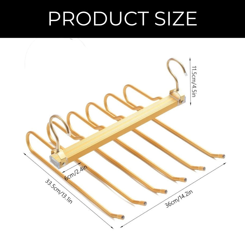 Broekhanger aluminium 6 broeken goud ruimtebesparend kledinghanger kast organizer draaibare hanger anti slip broekhouder