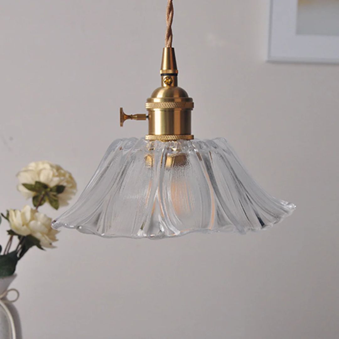 Sansoti | Cullivan Bloemvormige Hanglamp – Glazen Hanglamp met Gouden Fitting voor Woonkamer & Eetkamer