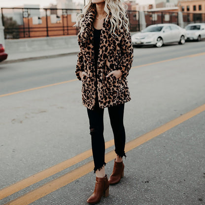 Dames Faux Fur Jas Leopard Print Luxe Blancha → Dames Faux Fur Jas Leopard Print Luxe Jas